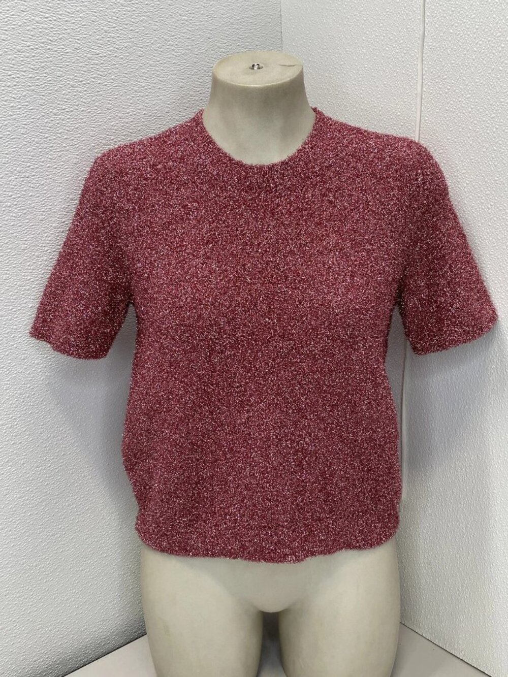 NEW Lela Rose Tinsel Knit Short Sleeve Top Women’s S Pink